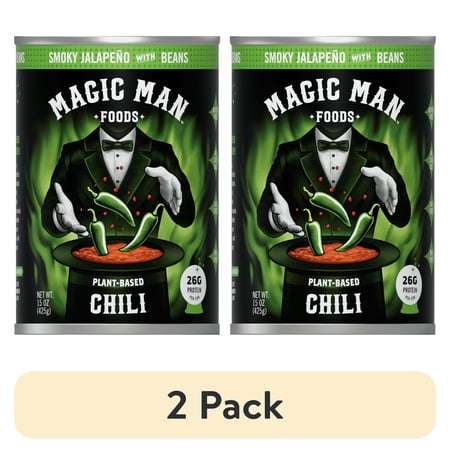 (2 pack) Magic Man Chili – Plant‑Based Smokey Jalapeno Chili, 15 oz Can, Vegan, Gluten free, Soy free, Seed Oil free
