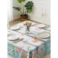 thumbnail image 3 of Beach Coastal Suqare Tablecloth - 54 x 54 Inch, Summer Coral Starfish Nautical Ocean Retro Waterproof & StainResistant Tablecloth, Washable Oil-proof Table Cover for Dining/Party/Wedding/Buffet, 3 of 9