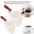 thumbnail image 4 of Cloth Coffee Filter, Reusable Washable Flannel Cloth Handmade Coffee Filter Strainer with Wood Handle for Hand Drip Coffee [L], 4 of 9