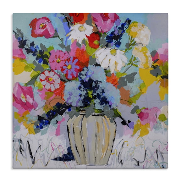 Stupell Industries Modern Bright Bouquet Floral Painting Wrapped Canvas Canvas Art Print Wall Art, 17 x 17