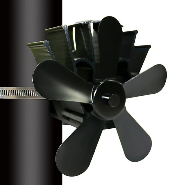 5 Blade Aluminum Alloy Replacement Fan for Heat Powered Wood Stove Fans Durable and Efficient Upgrade Part to Restore or Enhance Stove Top Fan Performance(Black)