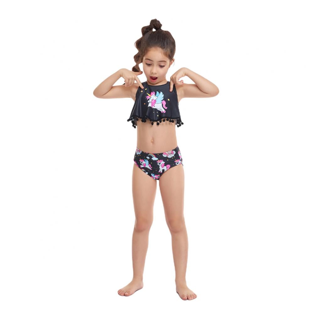 Kid Girl 2Pcs Tankini Swimsuit Swimwear Tops+Bottoms Beachwear Swimming Costume 