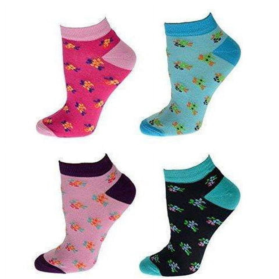 Floral Pattern Ankle Low Cut 1-pair Pack & 4-pair Pack Cotton Socks