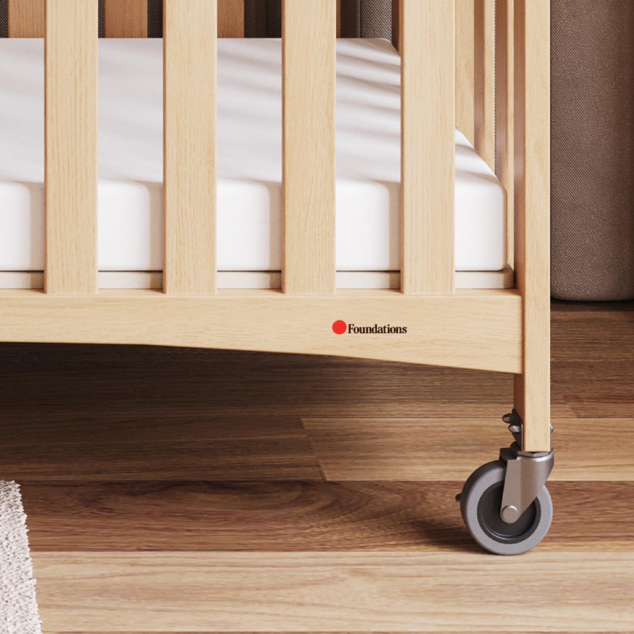 Foundations Travel Sleeper Wood Compact Folding Crib 3 Pack for Hotels, Natural