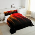 thumbnail image 4 of Orange Red Black Comforter Set Full Abstract Gradient Stripes Bedding Set ,Vintage Ombre Striped Lines Geometric Down Comforter,Stripe Modern Style Quilt Simple Room Decor, 4 of 6