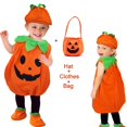 thumbnail image 1 of Baby Girls Halloween Purple Witch Costume Children Cosplay Red Hood Dress Princess Party Cosplay Dress Cape with Pumpkin Bag, 1 of 4