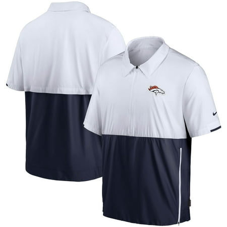 Men's Nike White/Navy Denver Broncos Sideline Coaches Half-Zip Short Sleeve Jacket