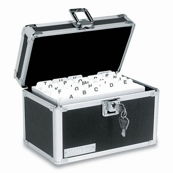 IDEASTREAM CONSUMER PRODUCTS Black Aluminum 550 Cards Locking Index Card File Holds