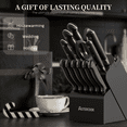 thumbnail image 5 of Astercook 14-Piece Kitchen Knife Set with Block and Built-In Sharpener, Forged High-Carbon Stainless Steel Knives, Full-Tang Triple-Rivet Handles, Midnight Black, 5 of 9