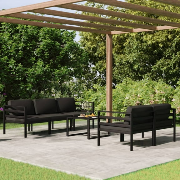 vidaXL 6 Piece Patio Lounge Set with Cushions Aluminum Anthracite, 3107804