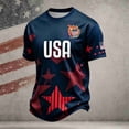 thumbnail image 2 of Men USA Patriotic Crewneck T-Shirts, Machine Washable Breathable Top for 4th July Holiday Football Baseball Game Day Fans Wear T Short Sleeve T Shrits, 2 of 3