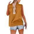 thumbnail image 6 of Cotton Linen Button Sleeveless Tops for Women, Collared Sleeveless Summer Tops, Lightweight Loose Fitting Dressy Casual Veats Blouses Plus Size Camisoles for Women Brown XL, 6 of 7