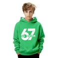 thumbnail image 3 of Gelikeya Kids 67 Hoodie Boys Girls Funny Six Seven 6 7 Meme Pullover Hoodie Casual Soft Active Sport Outdoor Sweatshirt, Green, 13-14 Years, 3 of 7