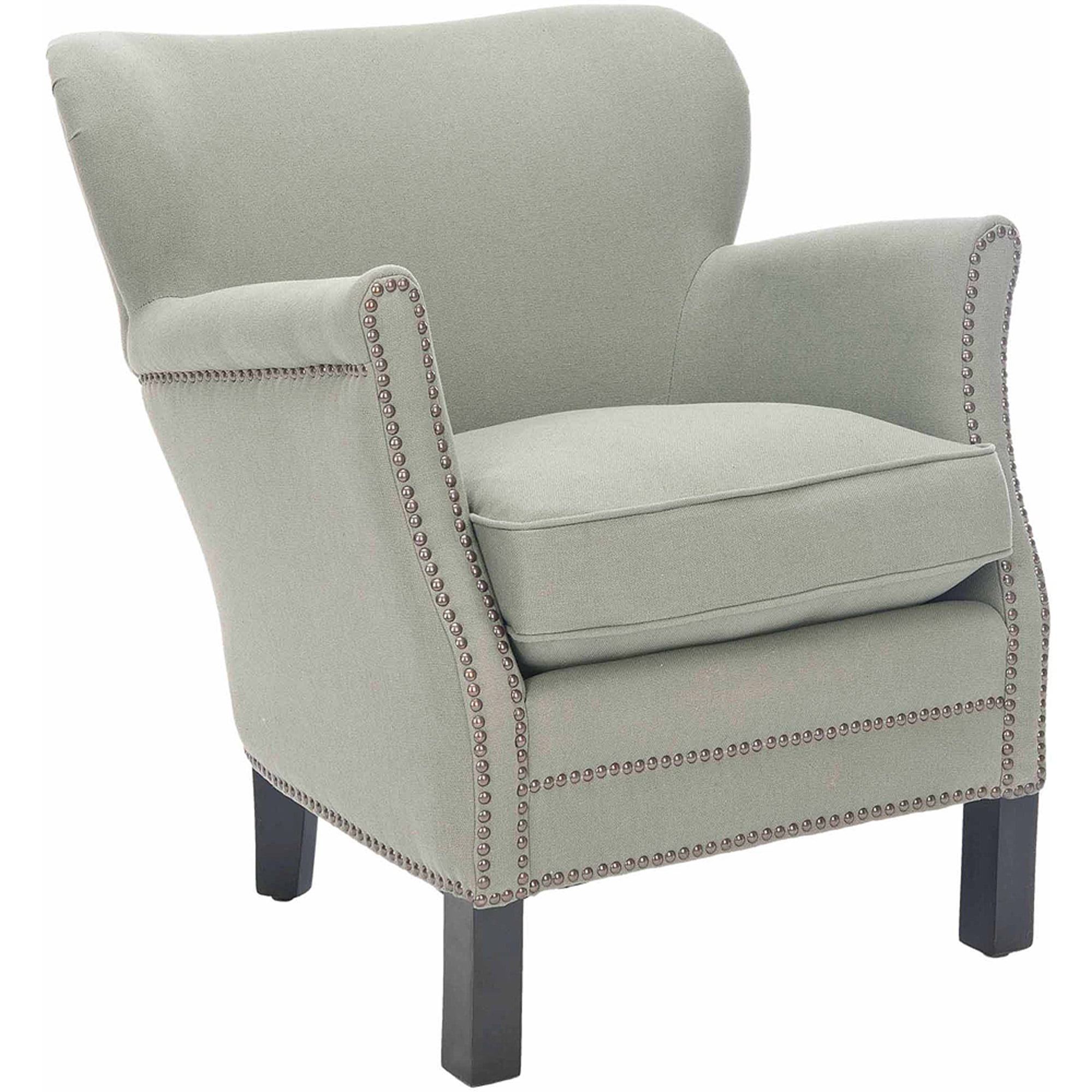 SAFAVIEH Jenny Traditional Glam Upholstered Arm Chair w/ Nailheads, Sea Mist
