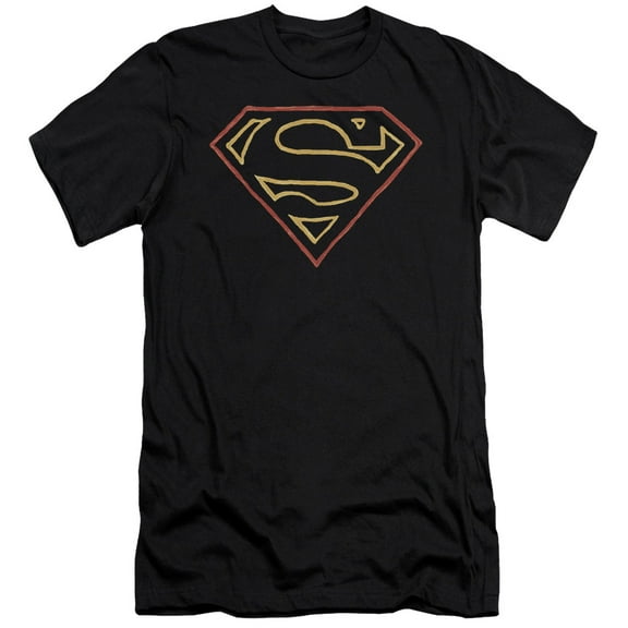 Superman Colored Shield Adult 30/1 T-Shirt Black