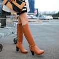 thumbnail image 5 of Botas de invierno para mujer, botas de caballero de tacón grueso, botas altas de tacón alto impermeables con plataforma y punta redonda, botas altas para estudiantes adelgazantes para mujer, 5 of 5