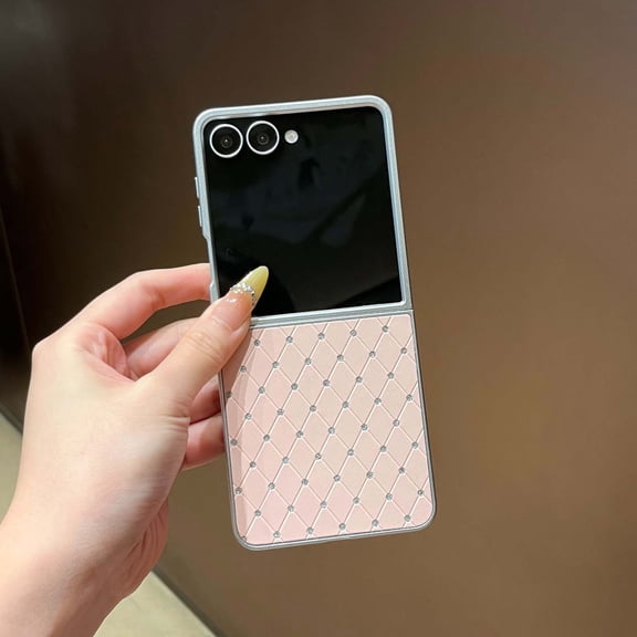Sparkly Diamond PU Leather Case for Samsung Galaxy Z Flip 8, Stylish Plated PC Frame, Ultra-Slim Lightweight Protective Phone Cover for Women and Girls for Samsung Galaxy Z Flip 8, Pink