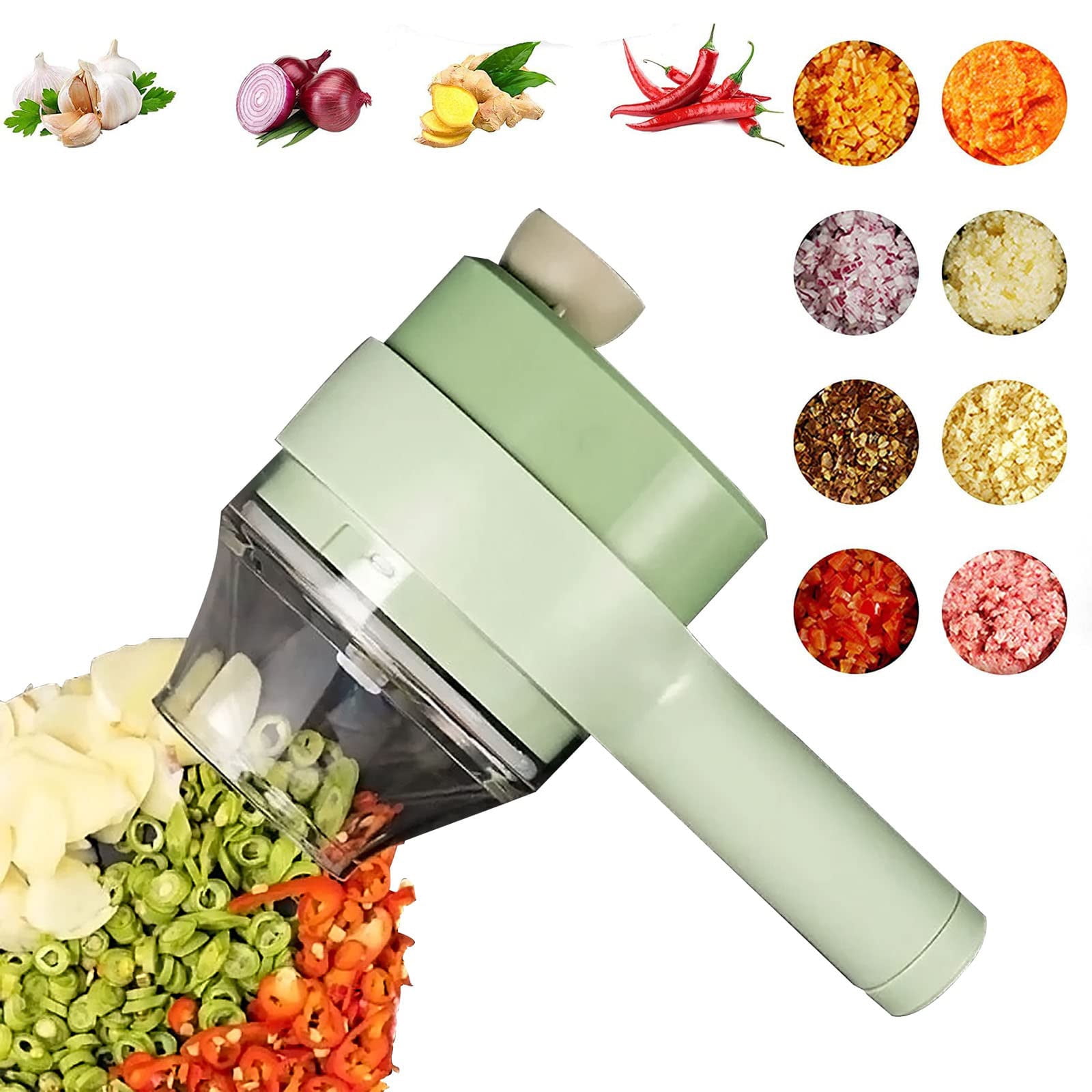 4 In 1 Portable Electric Vegetable Cutter Set,Multifunction Cordless