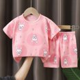 thumbnail image 4 of NOLDARES Toddler Kid Boy Clothes Dinosaur Print Short Sleeve Top Tee Elastic Waist Shorts 2pcs Summer Outfits(Light Pink,3-9 M), 4 of 4