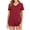 Burgundy, variant on Odeerbi Women Pajama Sets Short Sleeve Sleepwear Solid Casual Pullover V-neck Two Piece Set HomeWear Sleepwear