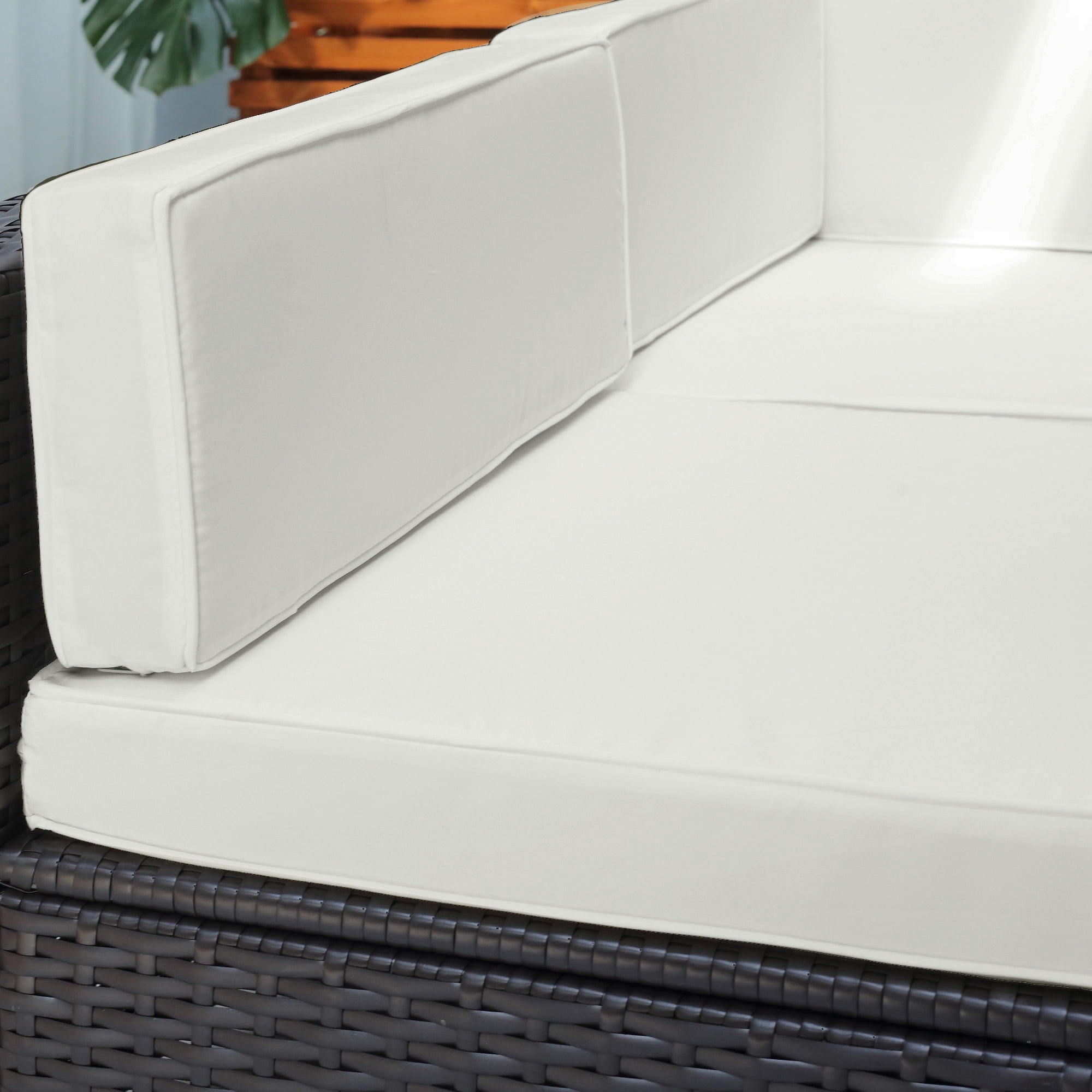 Outsunny 7 Piece Outdoor Patio Furniture Set, PE Rattan Wicker Sectional Sofa Set with Couch Cushions, Pillows, Coffee Table, Cream White