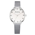 thumbnail image 1 of Reloj de pulsera de cuarzo con cinturón de malla de aleación de diamantes de imitación de moda informal para mujer (blanco), 1 of 4