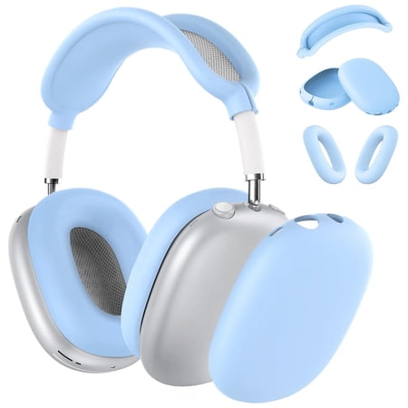 Natural Silicone Case for AirPods Max Earphones Scratch-Resistant Earpads Earmuff Headband Cover (Sky blue)