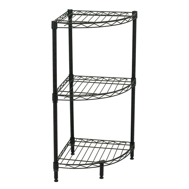 Best 3Tier Corner Wire Shelving Black Heavy Duty Shelf