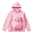 thumbnail image 6 of Women Fall And Winter Casual Solid Color Pet O Neck Pocket Sweatshirt Funny Pullover With Half Zipper Purr Pup Pet Pocket Hoodie, 6 of 9