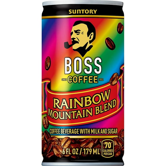 BOSS Coffee by Suntory – Rainbow Mountain Blend Japanese Flash Brew Coffee, 6oz 12 Pack, Imported from Japan, Espresso Doubleshot, Ready to Drink, Contains Milk, No Gluten