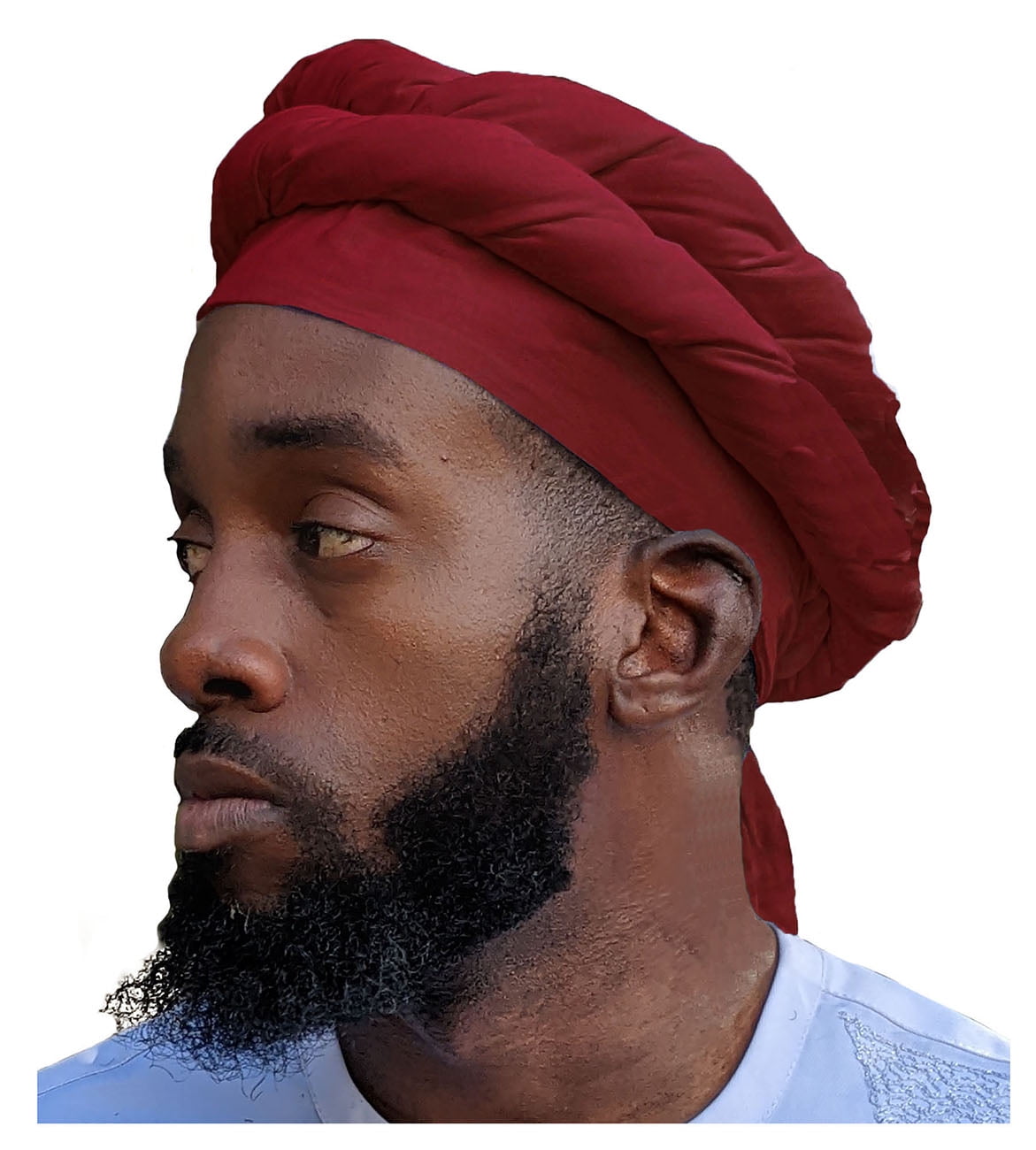 White African pre-tied Turban for Men with Fringe Trim 