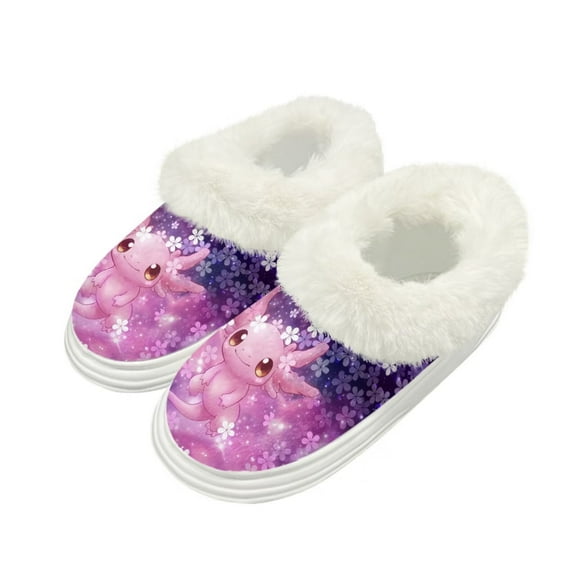 Psesaysky Cute Axolotl Cherry Blossom Print Women's House Slippers Platform Thick Sole Slippers Memory Foam Bedroom Shoes, Gifts for Women, Size 4-5