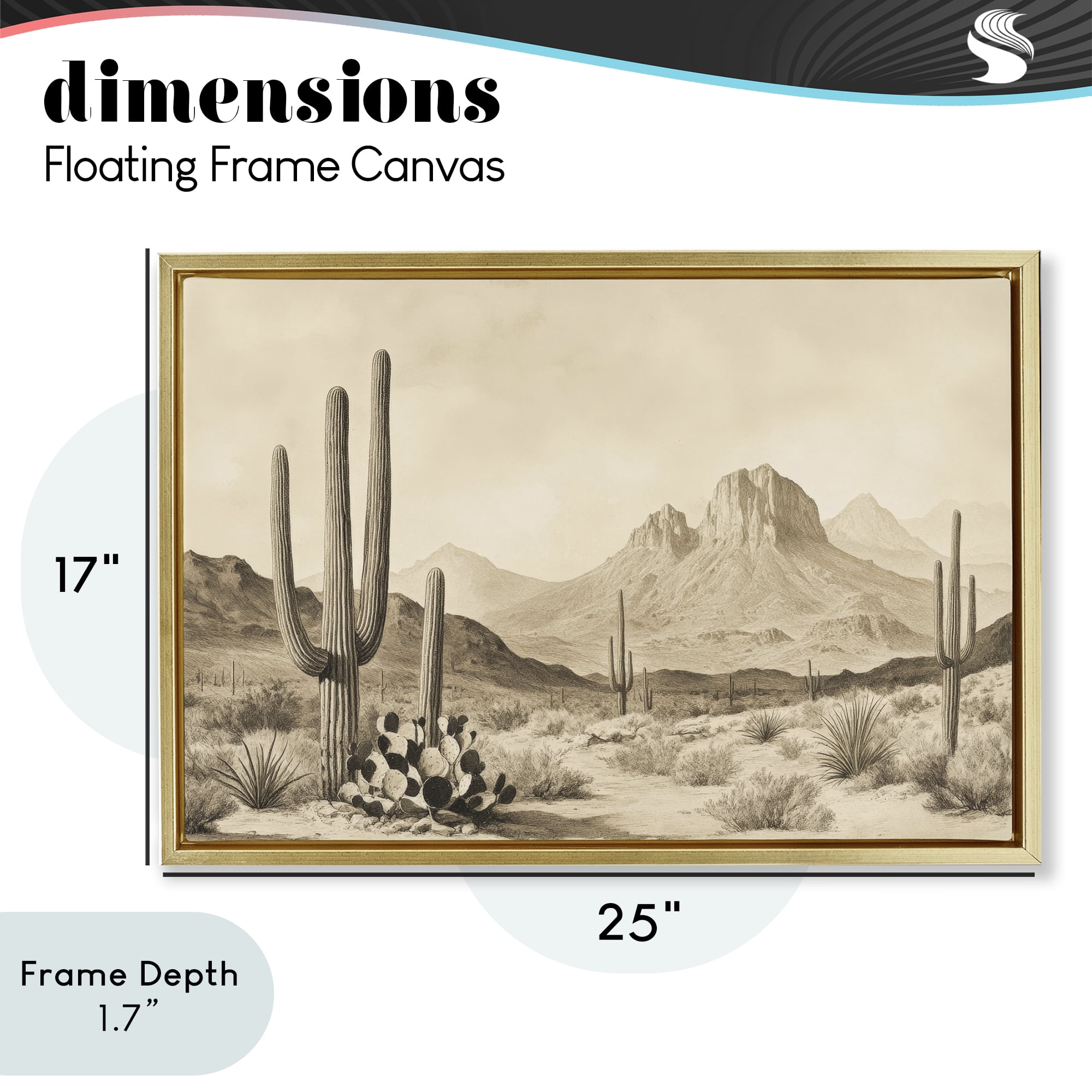 Stupell Industries Arizona Desert Vista Gold Framed Floater Canvas Wall Art, design by Petal Prints Design