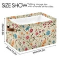 thumbnail image 3 of Floral on Beige Storage Basket Large Foldable Storage Bin Laundry Baskets Toys Box Book Foldable Organizer Bag 14.2x10.2x8.3 Inches 2 PCs, 3 of 8
