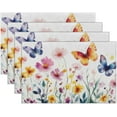 thumbnail image 4 of Spring Butterfly Flower Pattern Placemats Set of 6 Washable Kitchen Dining Table Mats 12 x 18 Inch Modern Cloth Place Mats Non-Slip Heat Resistant Placemats for Home Farmhouse Kitchen Dinner Party, 4 of 6