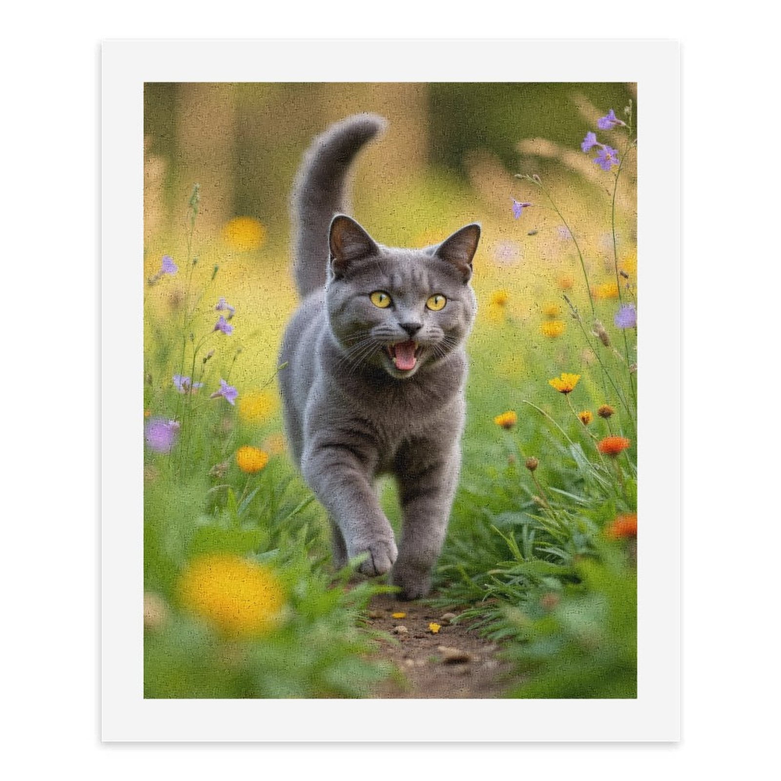 Paint by Numbers Kit for Adults, Gray Cat In Flower Garden Paint by Numbers, Easy Paint by Numbers Kit for Adults Beginner, DIY Adult Paint by Number Kits on Canvas, 12x16in Home Decor