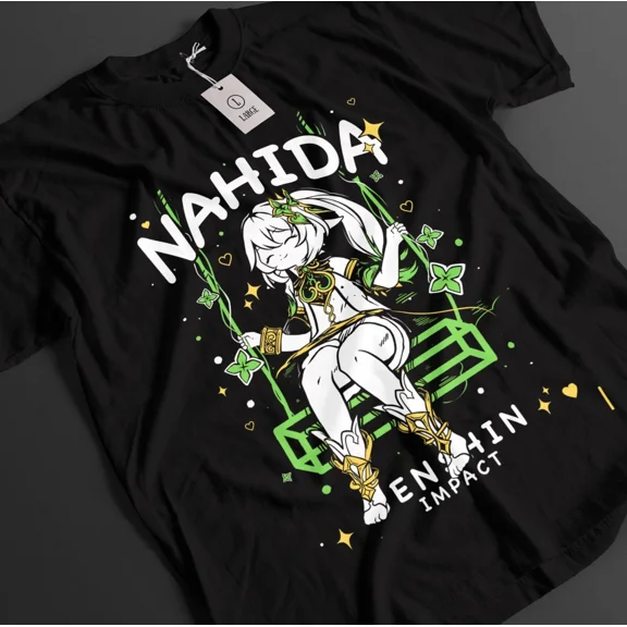 VINTAGE Genshin Impact Shirt Nahida Tshirt Ei T-Shirt Xiao Top Hu Tao Kazuha Anime Tee