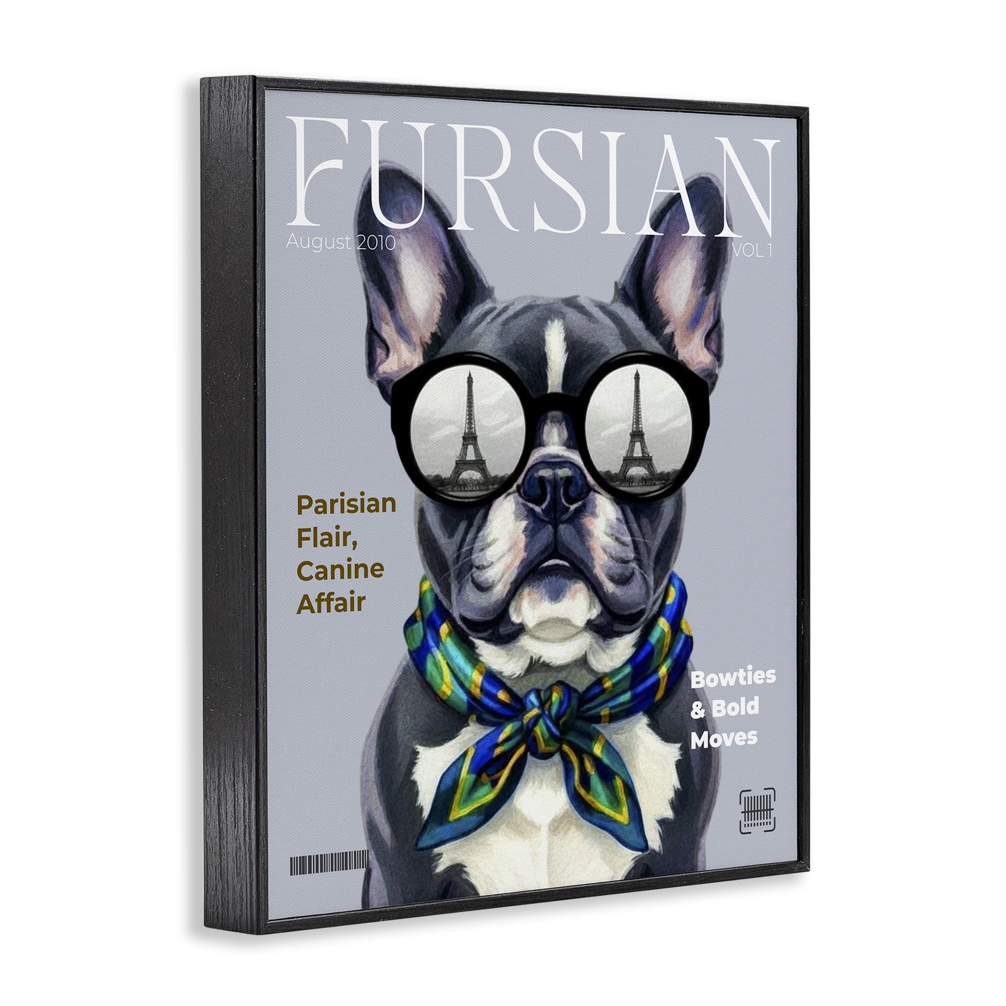Stupell Industries Fursian Dog Fashion Magazine Black Framed Giclee Art, design by A Barefoot Stylist