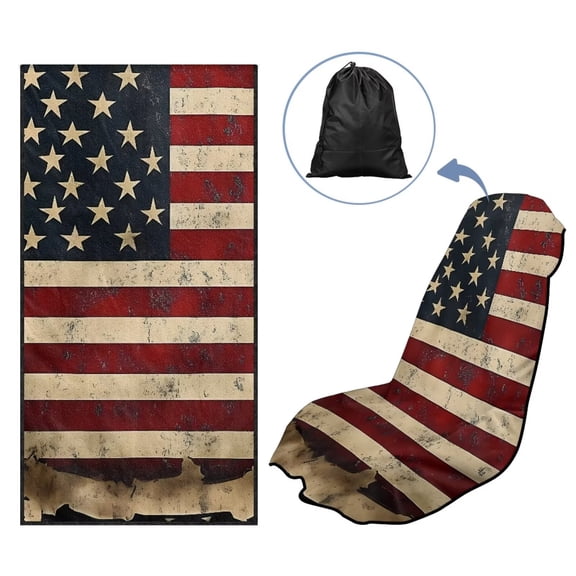 Uorisanigo Car Seat Cover Protector Easy to Install Sweat-Absorbent Retro American Flag Bucket Towel Seat Covers Universal Fit Most Cars Auto Accessories Protectors Decor