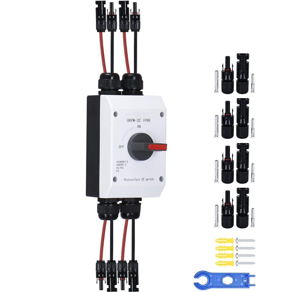 Solar DC Isolator Switch 1000V/32A PV DC Battery Disconnect Switch for use  in Inverters, Combiner Boxes and Battery Energy Storage Systems