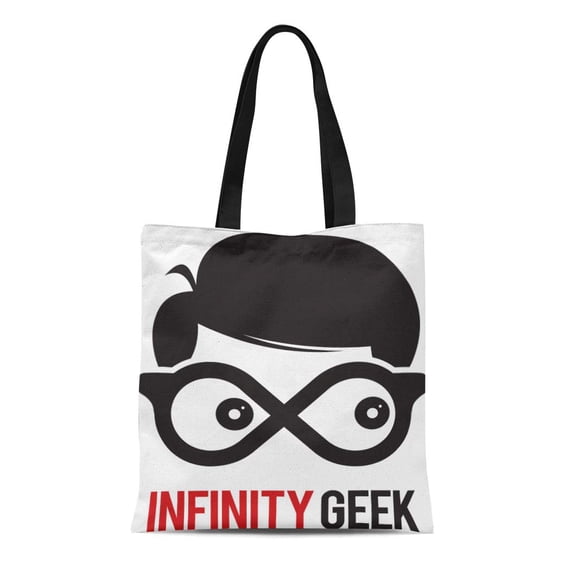 ASHLEIGH Canvas Tote Bag Glasses Infinity Loop Geek Symbol Emblem Reflection Shape Abstract Durable Reusable Shopping Shoulder Grocery Bag