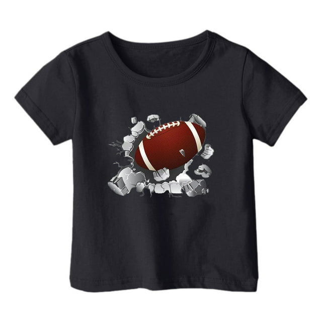 Hfolob Hauts pour Filles Garçons Tout-Petits Manches Courtes Décontracté Rugby Football Imprimé Lettres T-Shirts Enfants