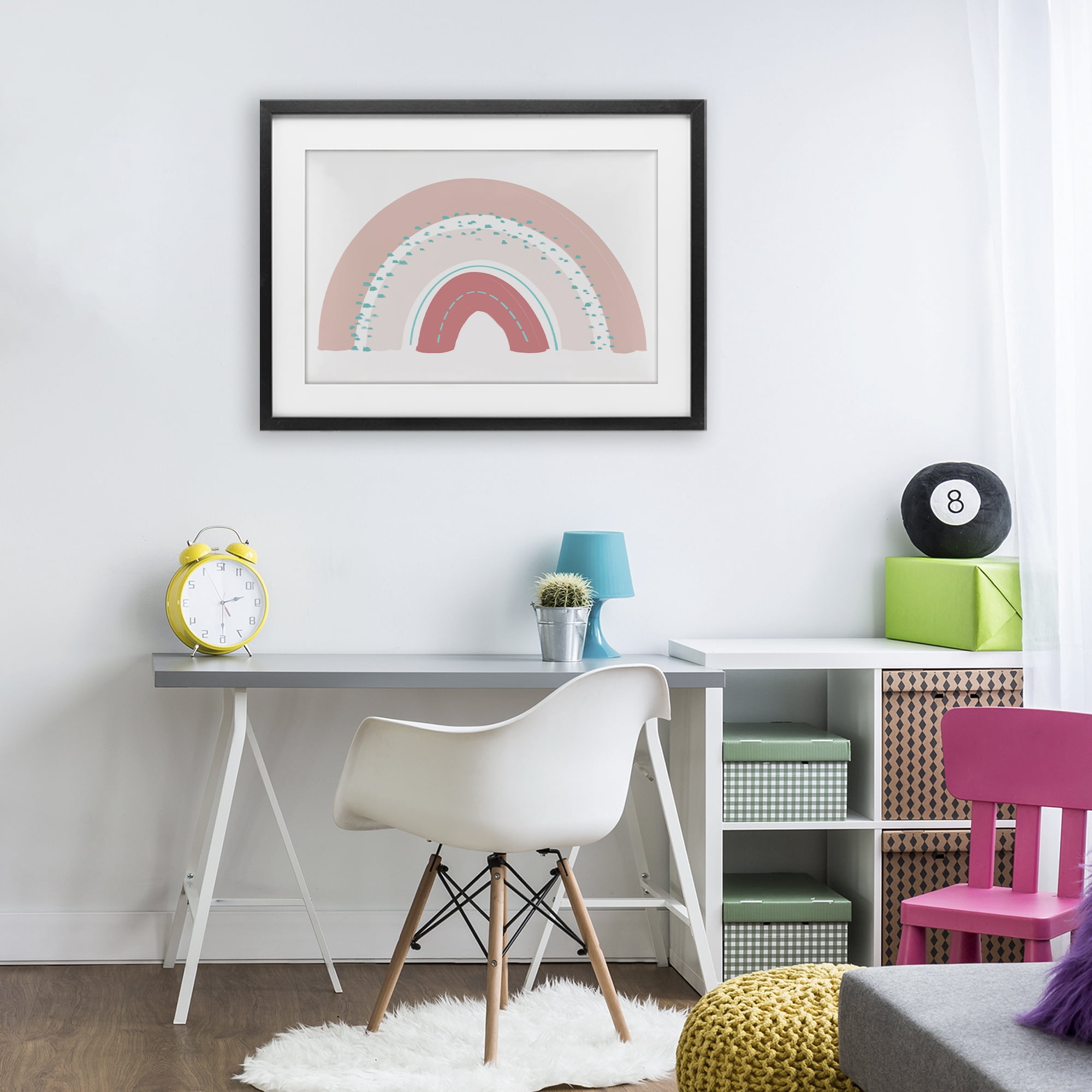 Stupell Industries Pink Rainbow with Speckles Black Framed Print Under Glass, design by Emily Navas