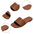 thumbnail image 3 of Rokment Women's Slippers Sandals Trendy Casual Solid Color Leather Square Open Toe Wide Width Slip on Dress Flat Comfortable Walking Slides Shoes Outdoor Summer Brown Size 7.5, 3 of 6