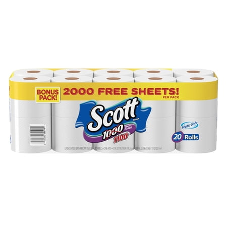 Scott 1000 Toilet Paper, 20 Rolls, 1,000 Sheets Per Roll (20,000 Total)