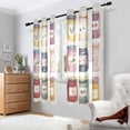 thumbnail image 2 of Yayeee Window Curtains Light Filtering 63"x52" Grommet Panel Pair Home Living Room Decor, Beige Jam Jars, 2 of 7