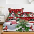 thumbnail image 6 of Full Size Fitted Sheet Set - Red Snowman Christmas 3 Piece Bedding Sets 16" Deep Pocket Fitted Sheet with 2 Pillowcases, Xmas Tree Snowflake Winter Birds Brushed Microfiber Hotel Luxury Bed Sheets, 6 of 9