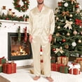 thumbnail image 2 of YWMJI Matching Family Satin Pajama Sets Men's Satin Silk Pajamas Set Long Sleeve Loungewear Sleepwear Button Down Silky Loungewear Classic Sleepwear Notch Collar Lounge Sets with Pockets Beige L, 2 of 7