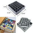 thumbnail image 2 of Eagle Socks Underwear Drawer Organizer Divider, 30 Cell Collapsible Cabinet Closet Organizer Storage Boxes for Clothes, Socks, Lingerie, Underwear, Ties (Gray), 2 of 10