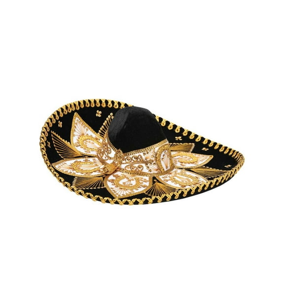 Adult Mexican Charro Hat Velvet Black/Gold 600212